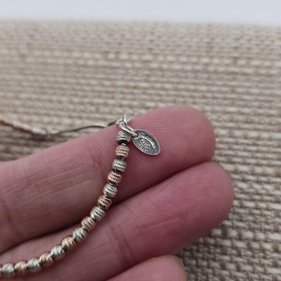 7 Inch Sterling Silver And Rose Gold Plated Adjustable Bracelet A2862 - Picture 3 of 6